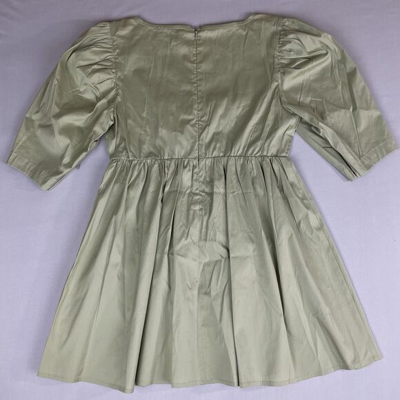 Danielle Bernstein Mini Dress Ladies Sm Green Corset Puff Zip Sleeve Square Neck - Picture 2 of 13